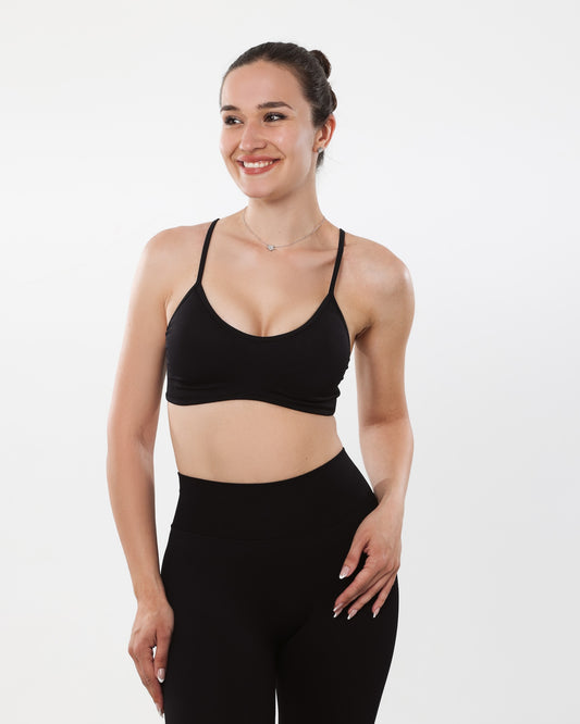 Strappy Sports Bra | Black