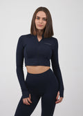 Cropped Zip Jacket | NAVY BLUE