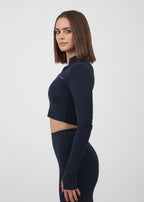 Cropped Zip Jacket | NAVY BLUE