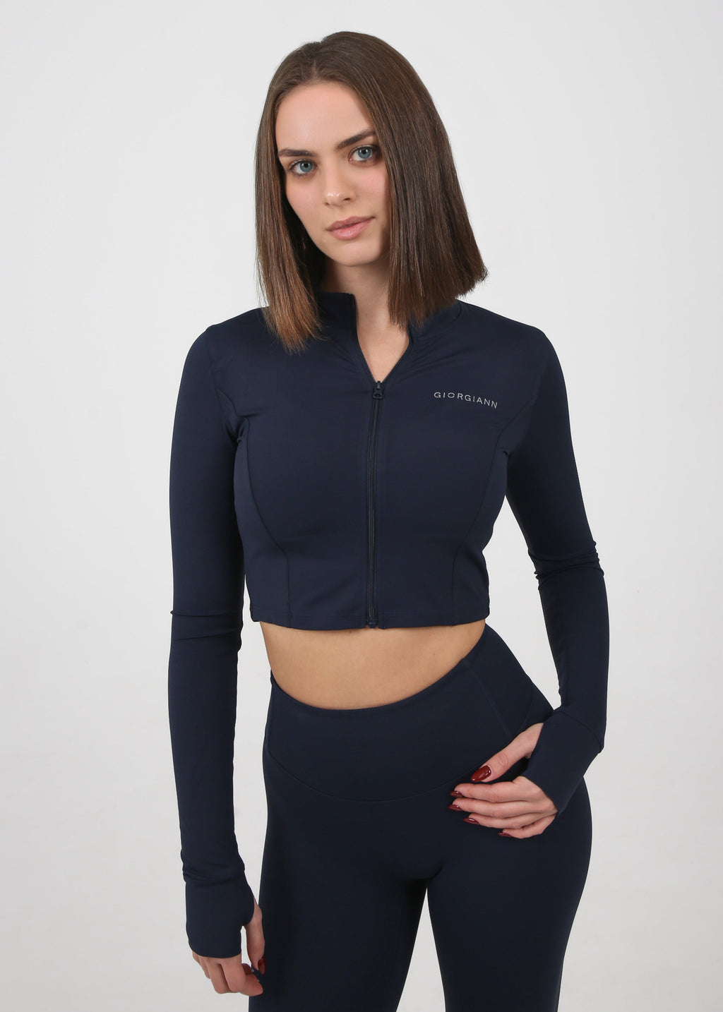 Cropped Zip Jacket | NAVY BLUE