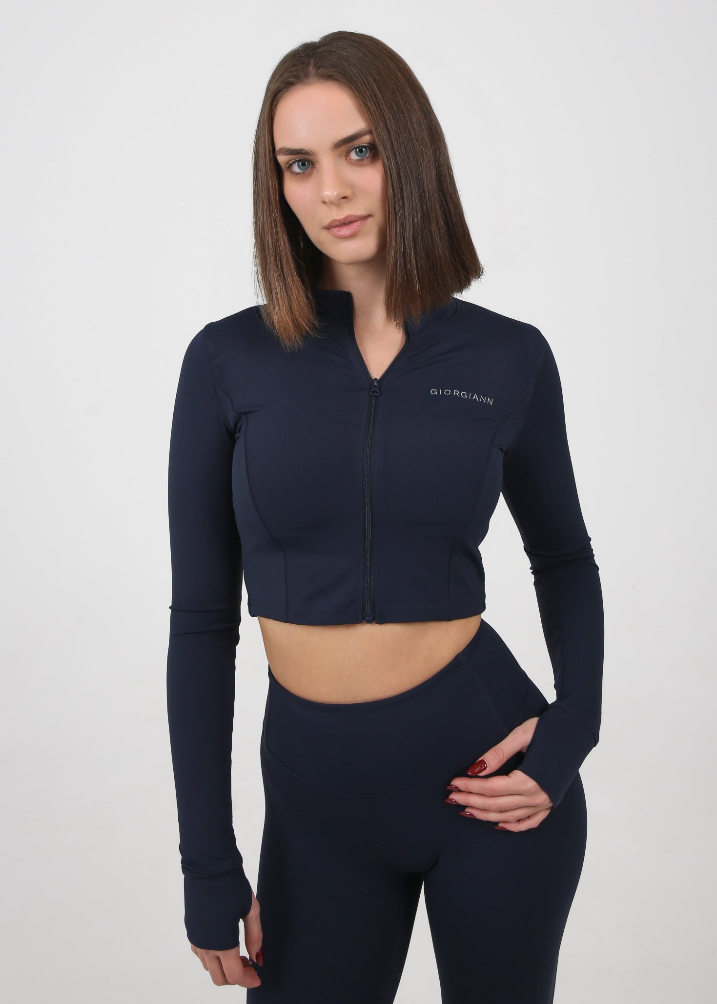Cropped Zip Jacket | NAVY BLUE