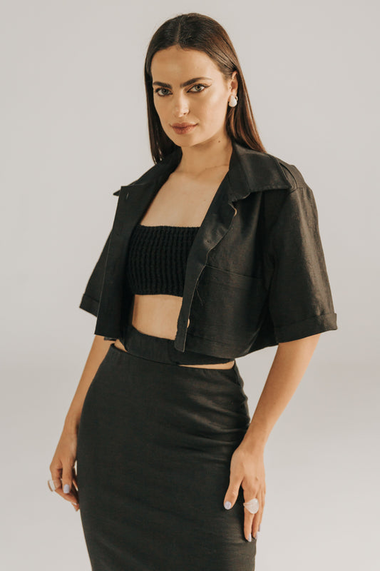 CROPPED SHIRT in black